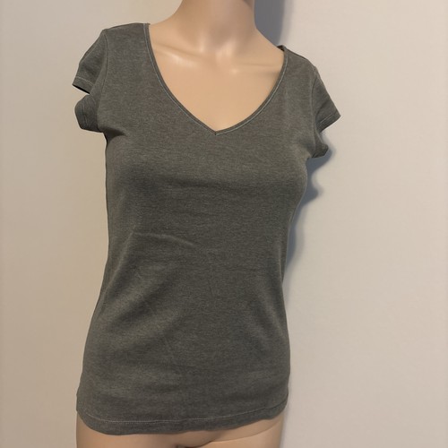 Banana Republic Grayish Green V-Neck Short Sleeve Cotton T-Shirt Size XS