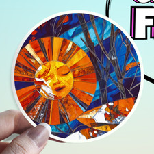 Sun Stained Glass Sticker: Boho Celestial Dreams Waterproof Space Sticker