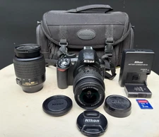 Nikon D3100 DSLR Camera 14.2MP, + 18-55mm VR + 55-200 + More LOW S/C 3936 READ