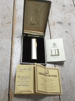 DUNHILL Feuerzeug Dress Lighter silber /gold Vintage Funktioniert