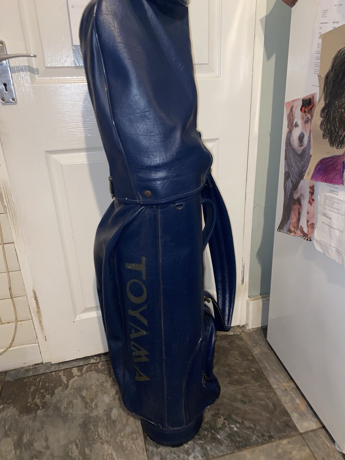 Blue Toyama golf bag w cover - leather like material
