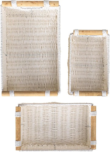 Household Essentials Decorative Woven Baskets, Set of 3, Paper Rope White - Picture 7 of 9