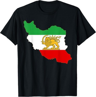 Iran Map with Lion and Sun Emblem, Persian Flag T-Shirt unisex T-Shirt