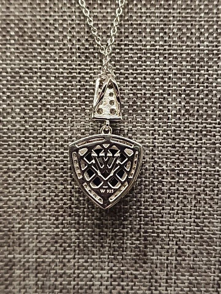 Blue Trillion Cut CZ Pendant w/ White Sapphire Accents - Image 4 of 4