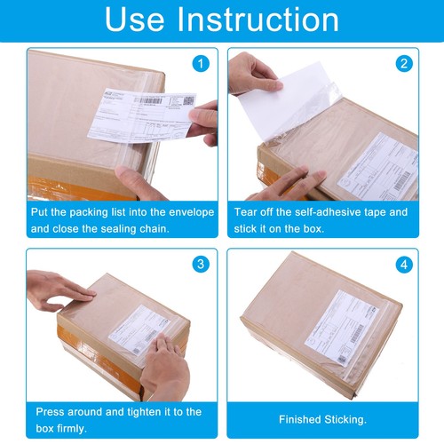 7x10" Transparente Versandtasche für Lieferscheine, 50er Packung, wasserdichte - Bild 5 von 6