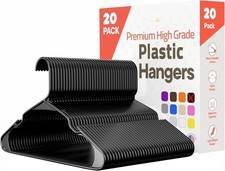 20 Pack Black Plastic hangers Heavy-Duty Plastic Hangers Slim