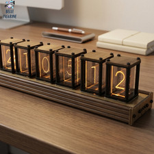 Nixie Glow Tube Clock Wood Table Clock RGB Si...