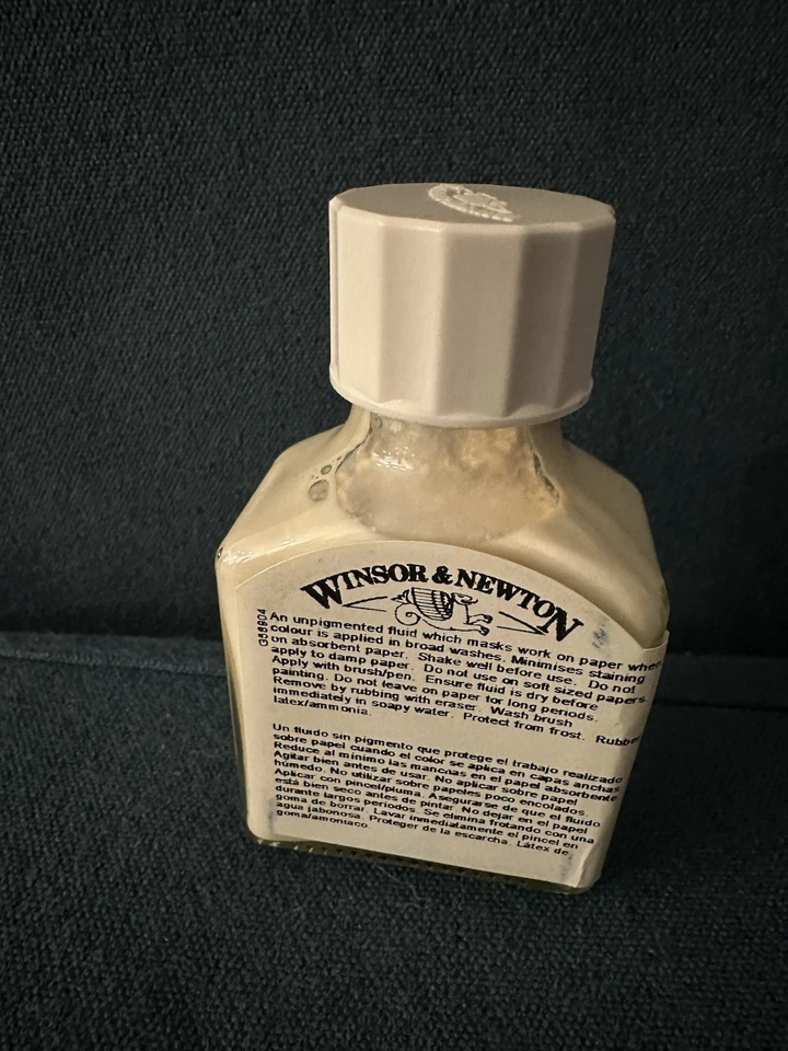 Fluido de enmascaramiento artístico Winsor & Newton para acuarela 2,5 onzas hecho en Inglaterra Nuevo de Lote Antiguo Foto 2 de 2
