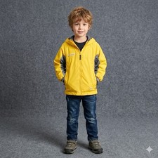 Vintage Columbia Youth Boys Size Medium 8 Rain Jacket Windbreaker Hood Yellow