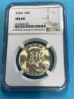 1954 P Franklin Silver Half Dollar NGC MS64