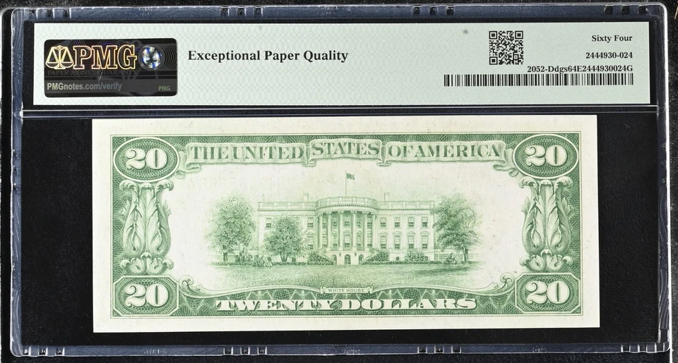 1928 B $20 Dollar Federal Reserve Note Cleveland FR#2052-D Dark Green PMG 64 EPQ - Image 2 of 2