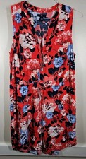 Gap Women's Red Floral Rayon Sleeveless Dress Size Large