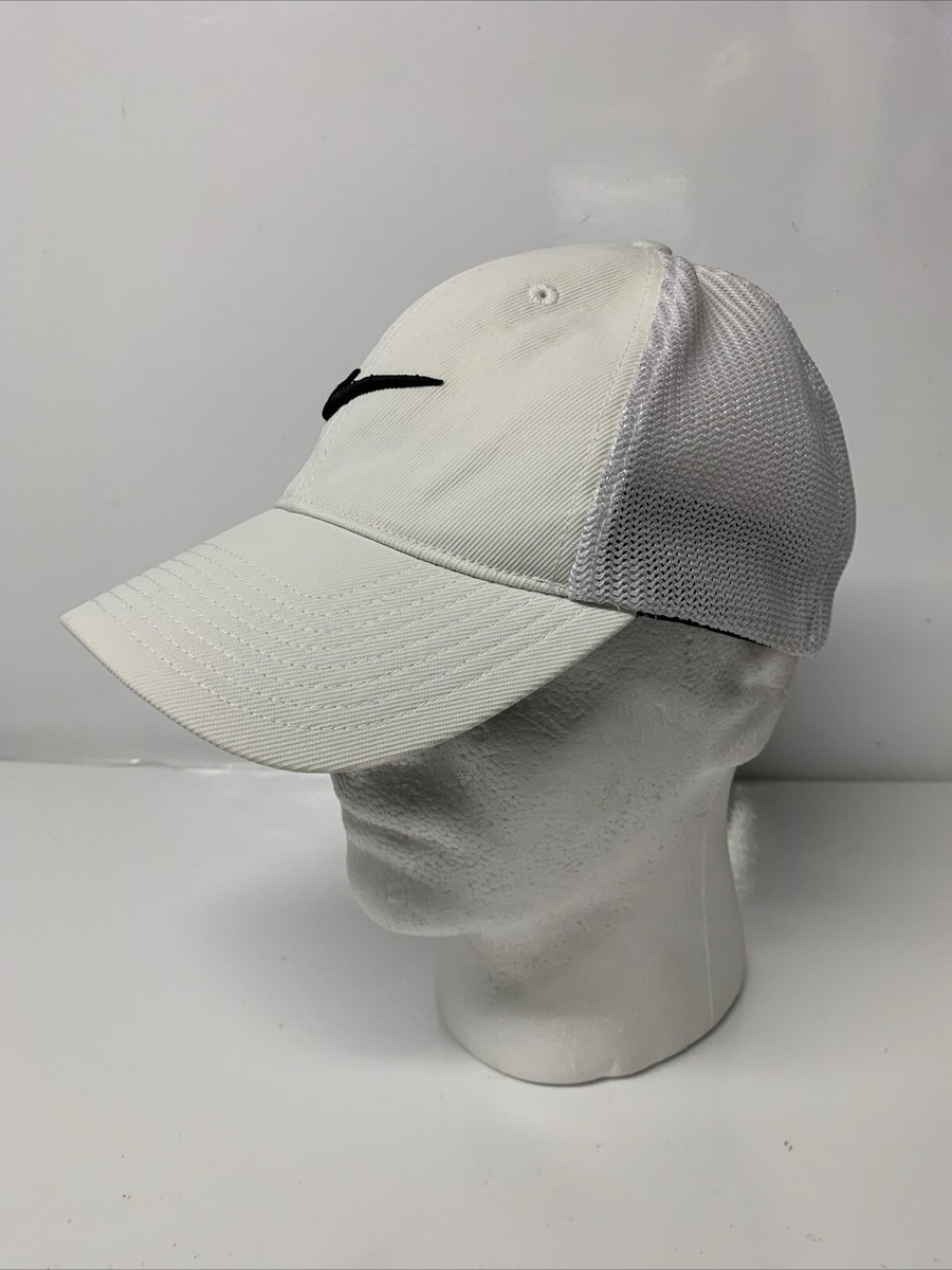 Nike Golf Hat Cap Flex Fit Mens Size L/XL Fitted White Mesh Embroidered  Swoosh