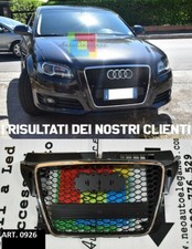 AUDI A3 8P 2008-2013 SPORT GRIGLIA ANTERIORE NERO/CROMATO OTTICA RS3 CALANDRA
