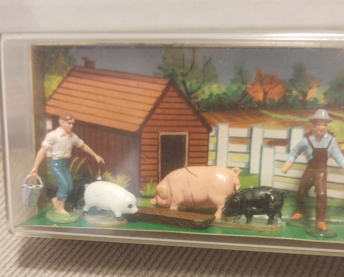 NOS Marx Miniature Masterpieces Set Hand Painted No. HK6302/3 Farmers