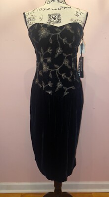 Positively Ellyn ILGWU Vintage 70s Velvet Black Strapless Women's Dress ...