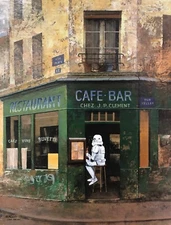 stormtrooper At Bar Star Wars art print poster upcycled thrift store painting