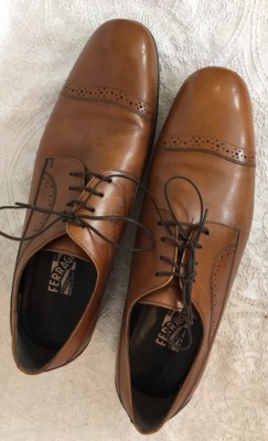 Ferragamo Carmel Brown Wingtip Cord Lace Up Leather Shoe  display picture 3