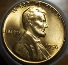 R0LL OF 50 - GEM BU 1956-P UNCIRCULATED RED WHEAT CENTS