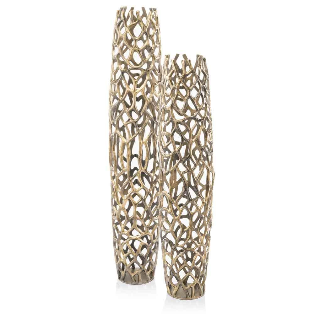 Напольная ваза в форме цилиндра из 40 алюминиевых золотых веточек 45590₽