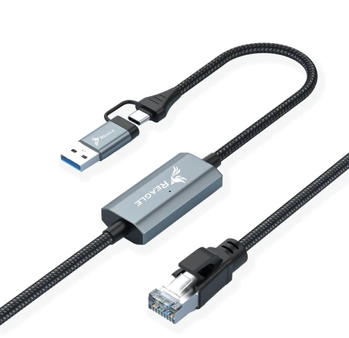 ETHERNET NETZWERK KABEL 2W1 USB-C USB-A ZU LAN ADAPTER RJ45 1Gbps 2M