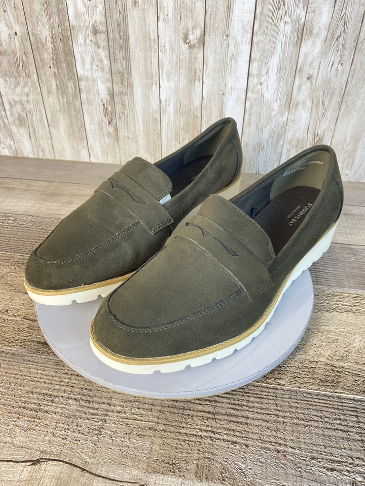 St John’s Bay Barrow Women’s Olive Green Wedge Penny Loafer Slip On Shoes- 11M - Image 3 of 4