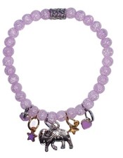 Pink Crackle Beaded Bracelet and Elephant Charm
