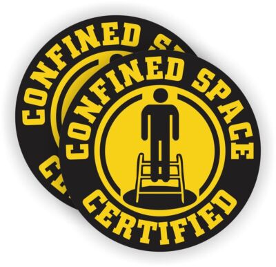 (2) Confined Space Certified Hard Hat Sticker Decal