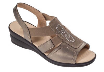 StylediVita Sandale mit Keilabsatz und Gummizug, Damen - Art. 8380-BRO (Bronze)