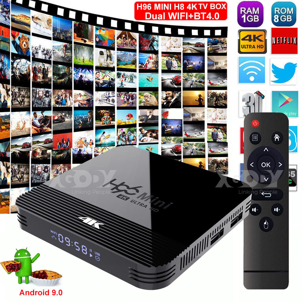 H96 Android 9.0 OS Smart TV BOX Dual WIFI BT HDMI2.0 4K Quad Core Media Player