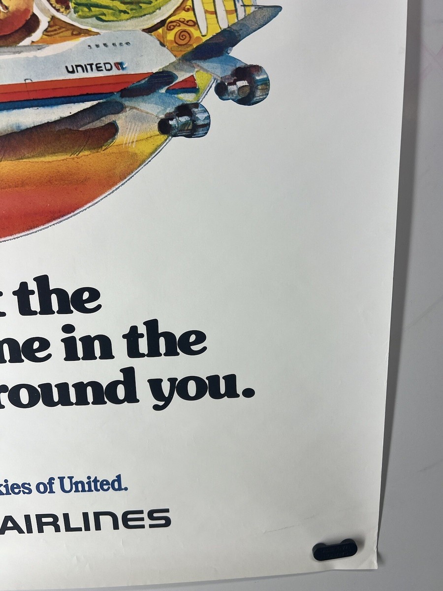 Original vintage travel Poster United Airlines Largest Airline | eBay