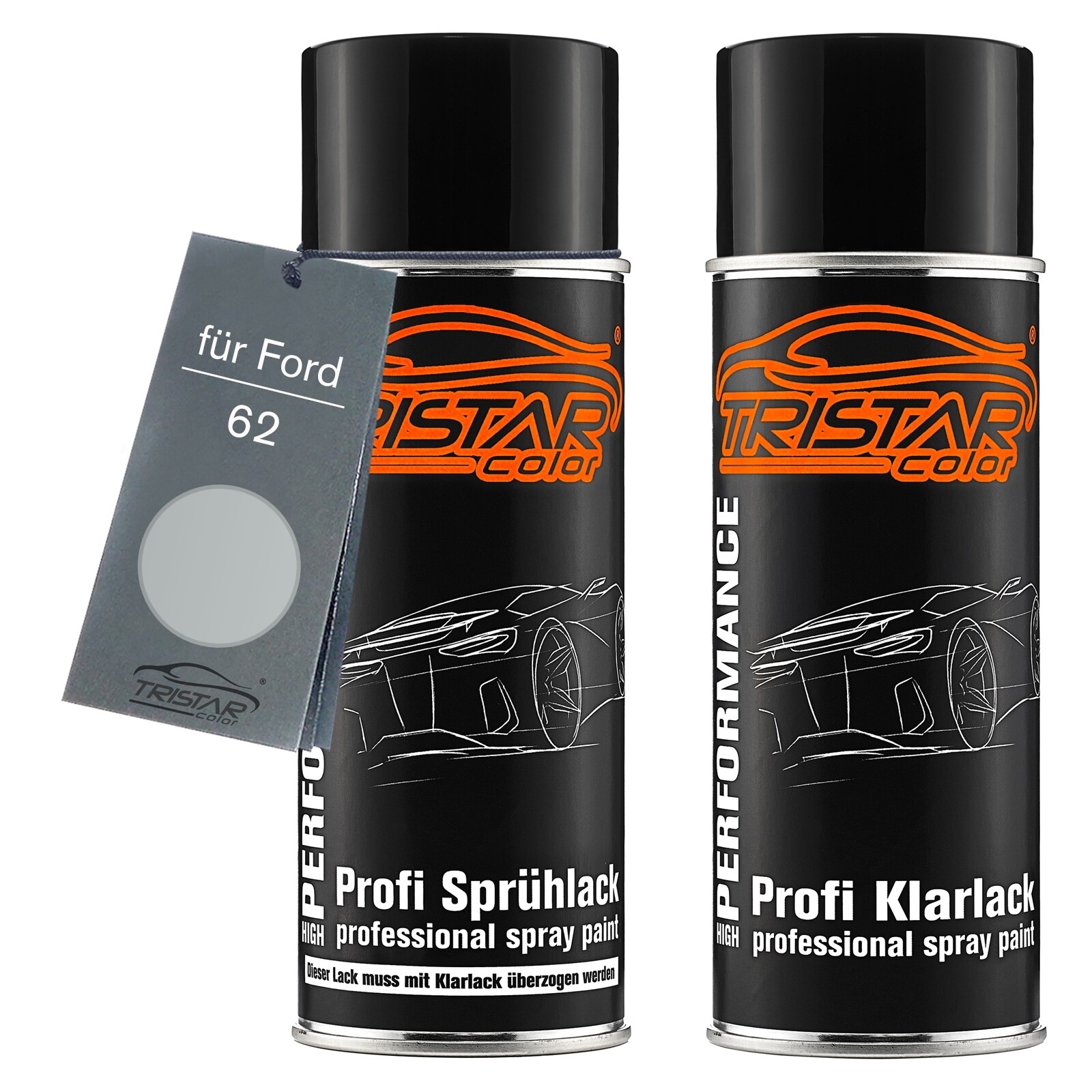 Autolack Spraydosen Set für Ford 62 Stardust Silver Metallic Basislack Klarlack