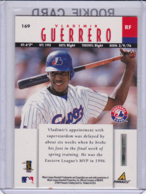 VLADIMIR GUERRERO RC Montreal Expos BASEBALL ROOKIE CARD Pinnacle