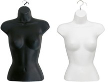 HANGING MANNEQUIN HALF BODY WOMEN WHITE AND BLACK PLASTIC GOOD MATERIAL UK STOCK