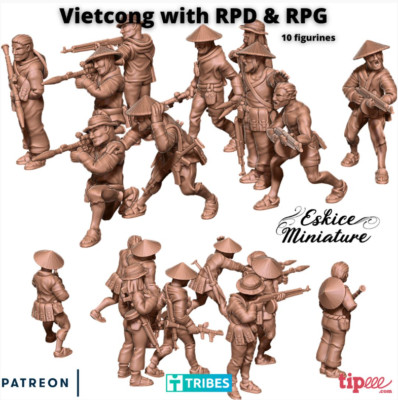 Vietnam Vietcong mit RPDs & RPGs Set (3D gedruckt)