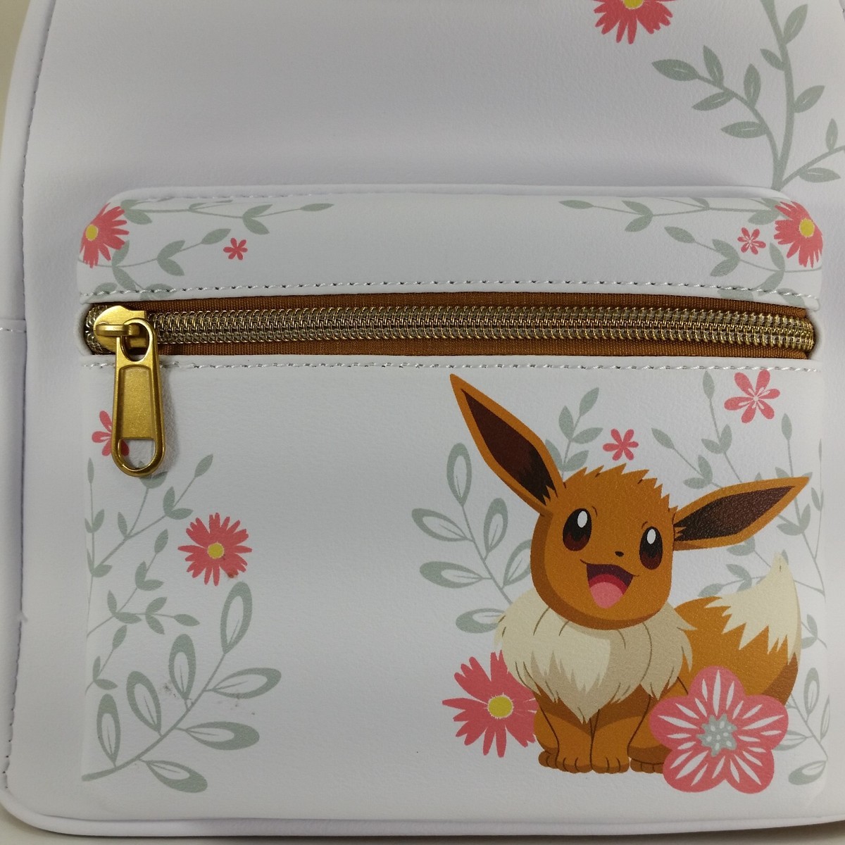 Loungefly Pokemon Eevee Floral Mini Backpack White Tan Faux Leather NEW NWT Pokemon Loungefly Pokémon Pikachu & Eevee Floral Mini  main image 2