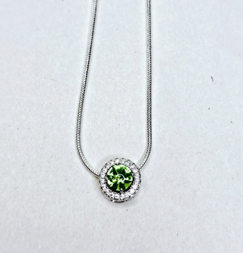 Colgante de plata de ley verde de vidrio de uranio con circonitas circonitas collar UV vintage de 20 pulgadas - Imagen 5 de 15
