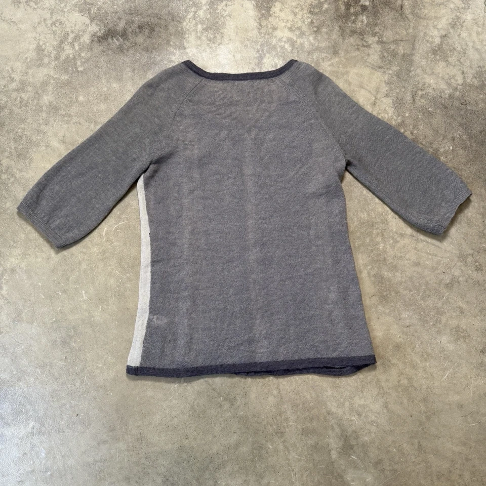 J Jill Cardigan Sweater Womens Small Gray Striped Mohair Wool Blend Button Up - Image 2 of 4