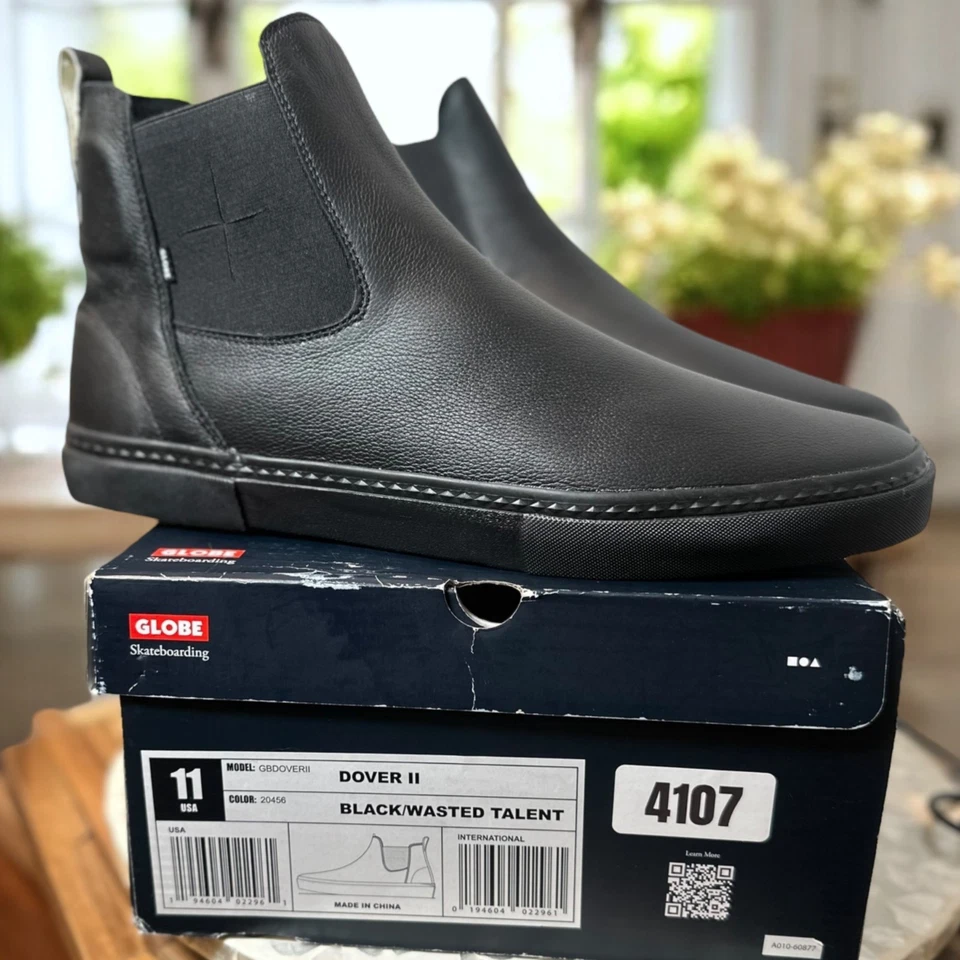 Globe Dover II Negro Talento Desperdiciado Cuero Chelsea Botas de Skate para Hombres 14 EE. UU. EUR 48 Foto 2 de 4