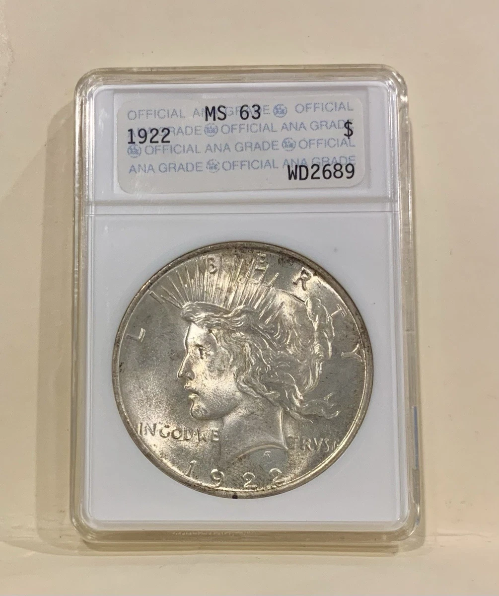 1922 Year Grade MS 63 ANACS Certified Peace Dollars (1921-1935