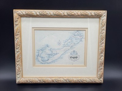 Vintage Nicely Framed Map of Bermuda 11''x9''