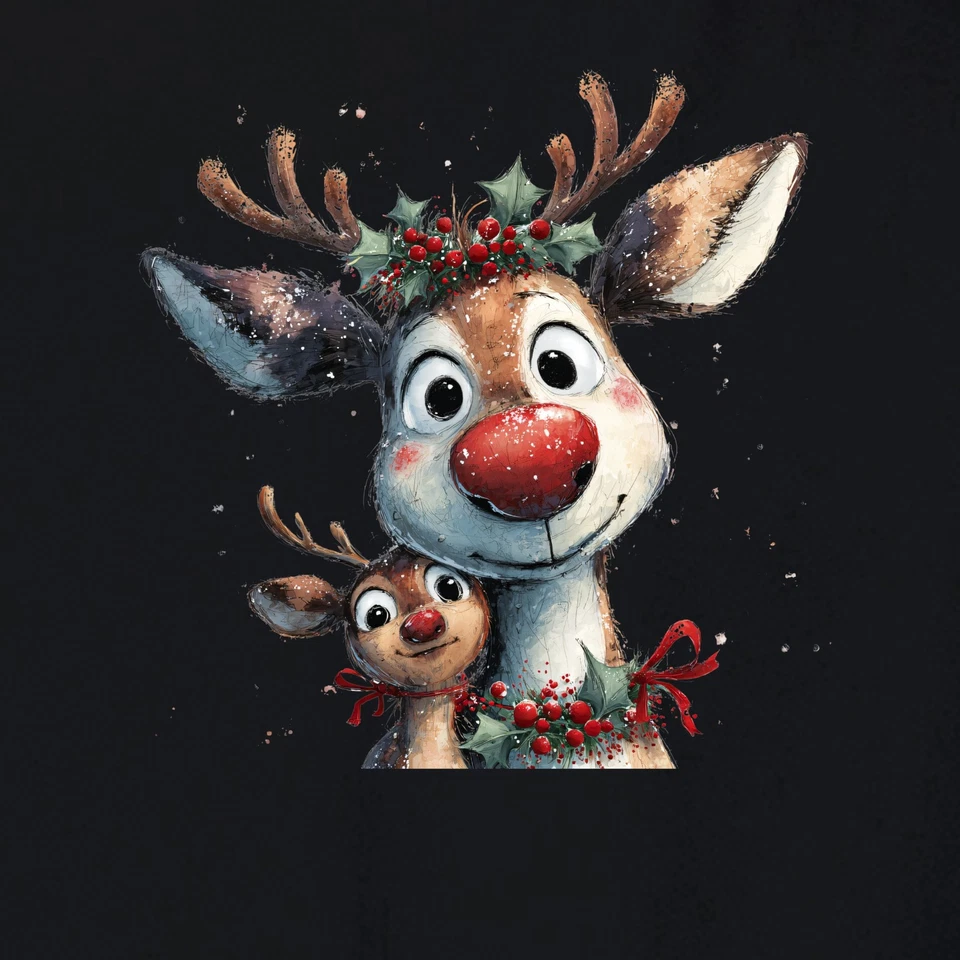 Rudolph Rentier rote Nase Weihnachten niedlich Familie Geschenk Unisex Sweatshir - Bild 3 von 4