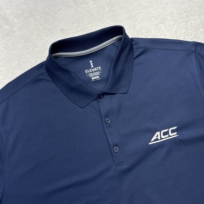 ACC Conference Sports Mens XL Blue Polo Shirt Short Sleeve Logo Elevate