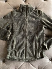 North Face Fuzzy Dark Army Green Dark Olive Zipper Zip Up Sweater