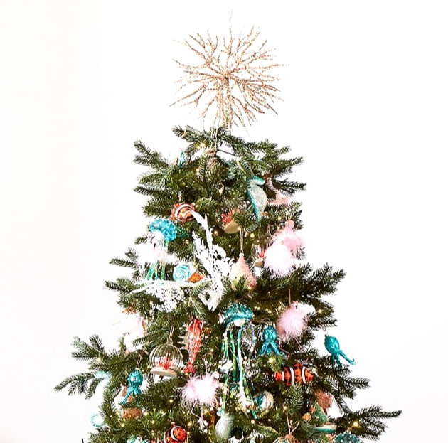 Pottery Barn ~ German Glass Glitter Coral Tree Topper ~ NIB ~ NLA + HTF!!