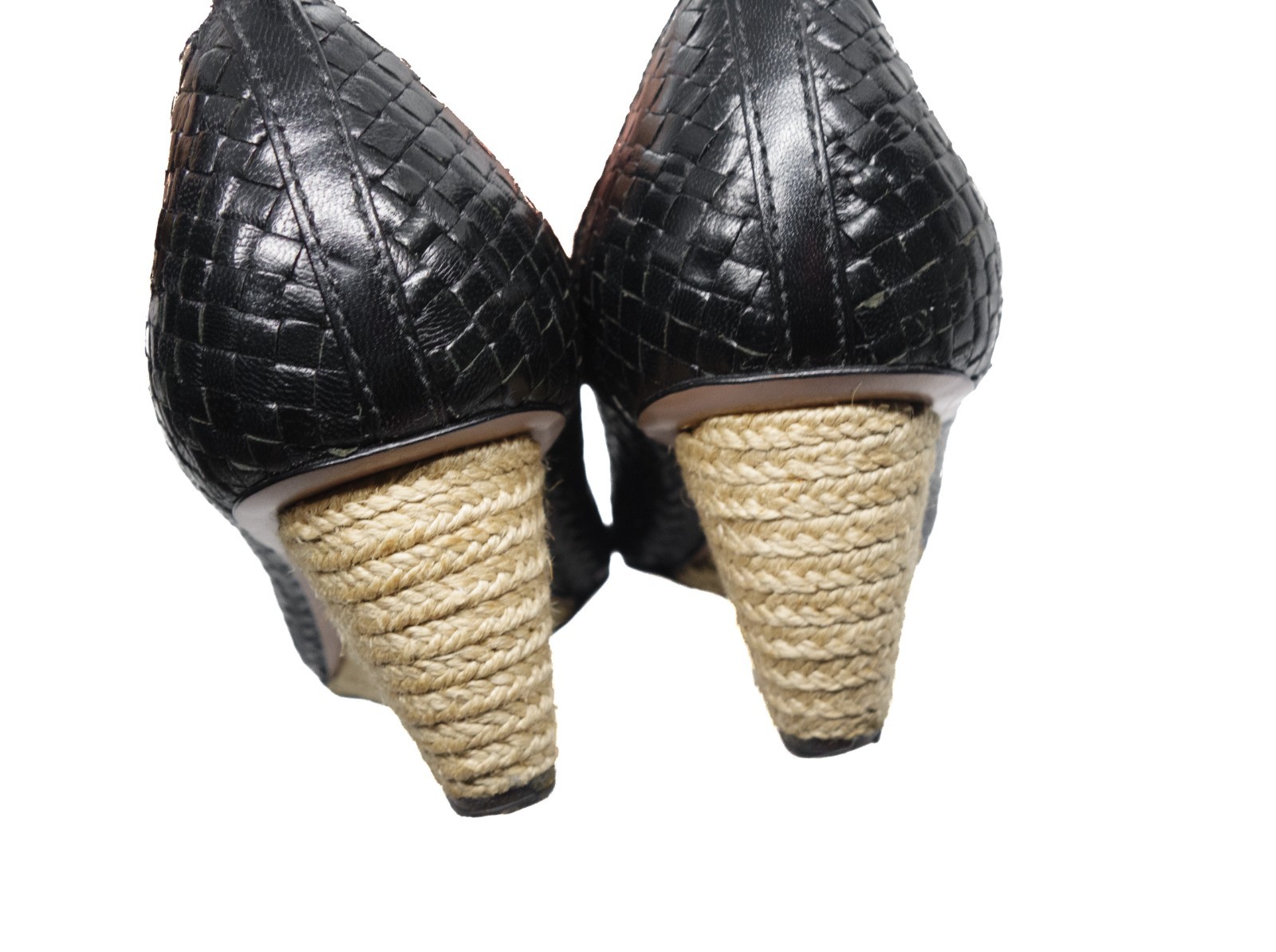 Prada Woven Leather Bow Espadrille Wedge Pumps Vintage Y2K image 6