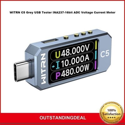 WITRN C5 Grey USB Tester INA237-16bit Voltage Meter EPR Cheater *mp