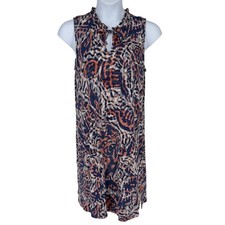 NIC+ZOE Batik Medallion Linen Dress XL Pockets