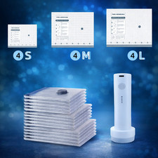 Cordless Travel Vacuum Bag Set  Rechargeable Pump for Bedding and Clothing