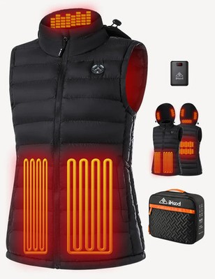 Women s Heated Vest w/ Hood & Battery Pack, 8 Heating Panel Electric Heated Vest